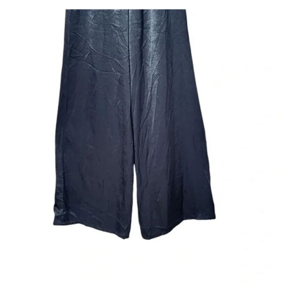 REVOLVE Misa Xandra Black Hammered Satin Wide Leg Halter Jumpsuit | Size L - Picture 6 of 8